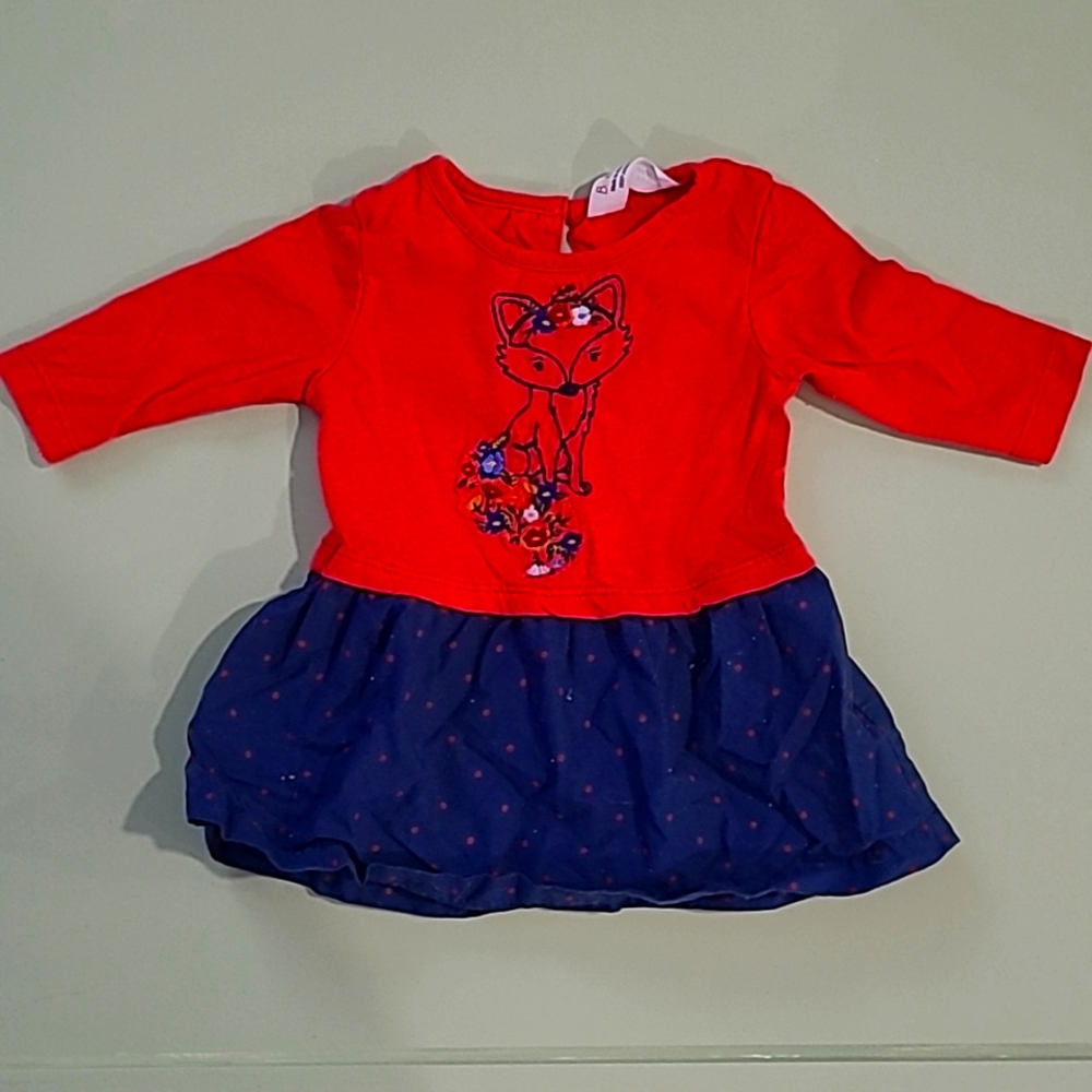 Beebay 0-3 month red and blue fox shirt
